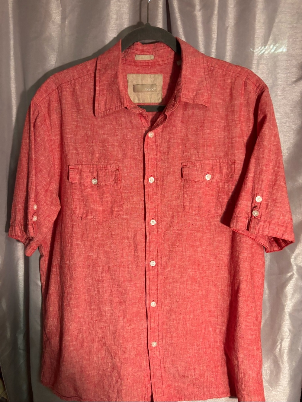 BRUNO Classic Red Short-Sleeve Button-Down Shirt by